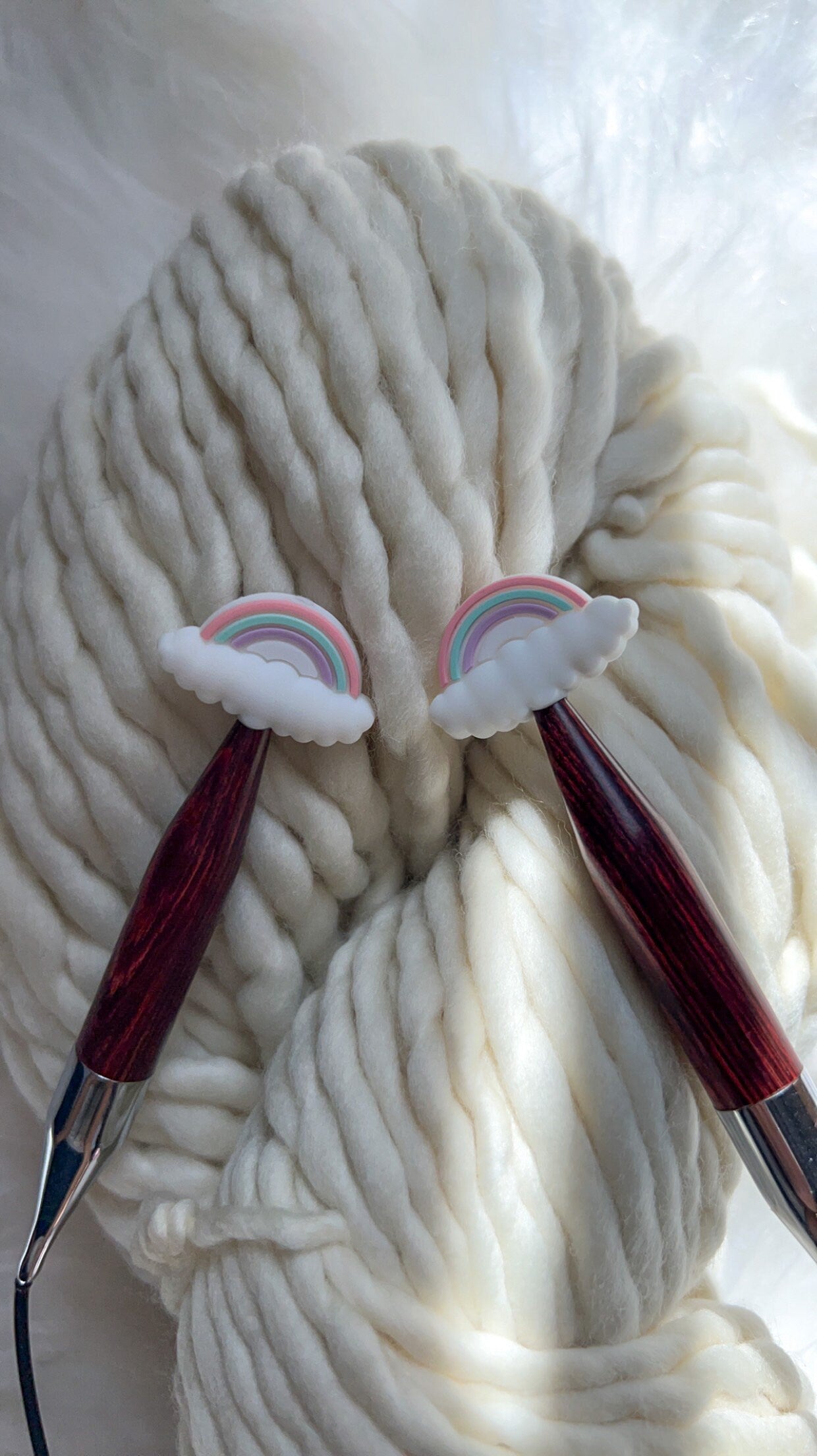 Mini Rainbow Stitch Stoppers, Needle Protectors, Knitting Tool